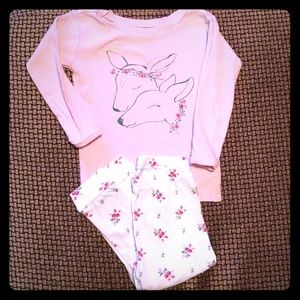 Baby Gap Ls pajama set, pale pink&floral 18-24 mo